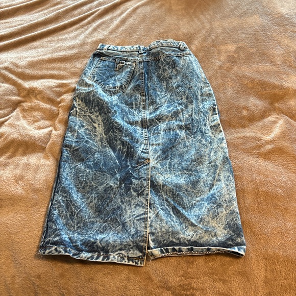 Vintage AMILANO Acid Wash Denim Midi Skirt Size 10 High Waist 90s - Picture 4 of 6